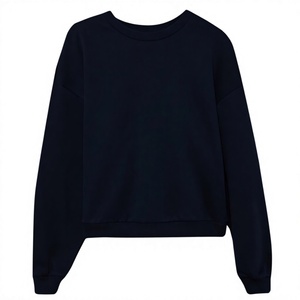 100% cotton crew neck sweatshirt Women's solid color pullover Full sleeve knitted autumn wear - Product Image 4