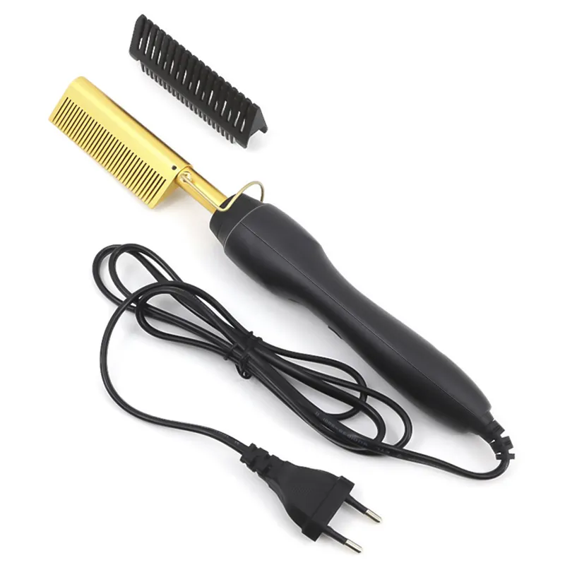 Cheveux chauds lissage chaleur pressage peigne céramique sécurité Portable fer plat brosse chauffante électrique lissage peigne