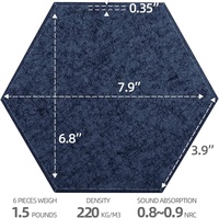 Borde biselado azul oscuro, decoración artística hexagonal, acolchado de pared a prueba de sonido, Panel acústico de fieltro PET autoadhesivo para cine en casa