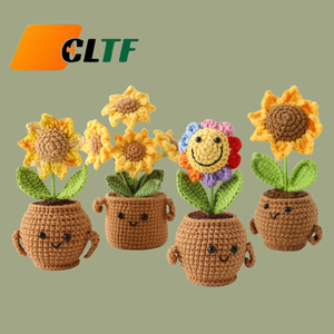 2025ใหม่ทำด้วยมือโครเชต์ลายดอกทานตะวันพร้อมอารมณ์เชิงบวกตุ๊กตาโครเชต์กระถางปลูกต้นไม้ของขวัญวันคริสต์มาส - Product Image 2