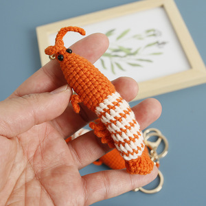 Nueva lana tejida a mano de ganchillo Metapenaeus Ensis muñeca dibujos animados estilo Animal luz llavero colgante terminado - Product Image 3