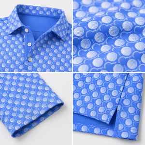 Camiseta de Polo de Golf con Estampado de Puntos Azules Personalizada, para Hombre, de Alto Rendimiento, Secado Rápido, Elástica, Absorbente de Humedad, Fabricante de Marca Privada OEM ODM - Product Image 3