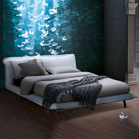 Lit capitonné de luxe italien OKF avec cadre en bois massif, tailles personnalisables (Double, Super King, Queen)