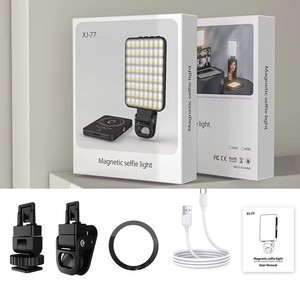 Lumière de remplissage LED rechargeable magnétique XJ77, lumière selfie à clip, lumière vidéo LED portable - Product Image 1