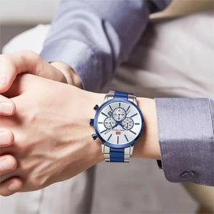 Montre à quartz pour homme Drioshipping, bleu, élégante, bracelet en acier, étanche, calendrier, livraison gratuite, montre de sport - Product Image 5