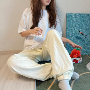 Pantalon de jogging oversize en molleton brossé chaud d'hiver, style coréen décontracté, taille élastique, en coton - Product Image 6