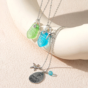 Niche Ocean Beach été bijoux dessin animé chandail chaîne belle multi-style verre coloré pendentif collier cadeaux pour les femmes - Product Image 1