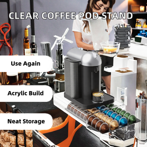 ที่จัดเก็บแคปซูลกาแฟอะคริลิคแบบสั่งทำจากโรงงานโดยตรง, ที่วางแคปซูลแบบใสพร้อมถาดเลื่อน, แท่นวางเครื่องชงกาแฟอะคริลิค - Product Image 2