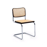 Chaise de salle à manger moderne en rotin PE, cadre en métal, pieds en nœud, chaise de salle à manger, vente en gros