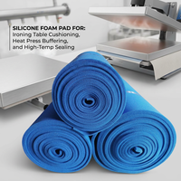 Feuilles de mousse de silicone à cellules ouvertes bleues 20MM, rouleau 1Mx10M, éponge résistante à la chaleur pour table à repasser et presse à chaud