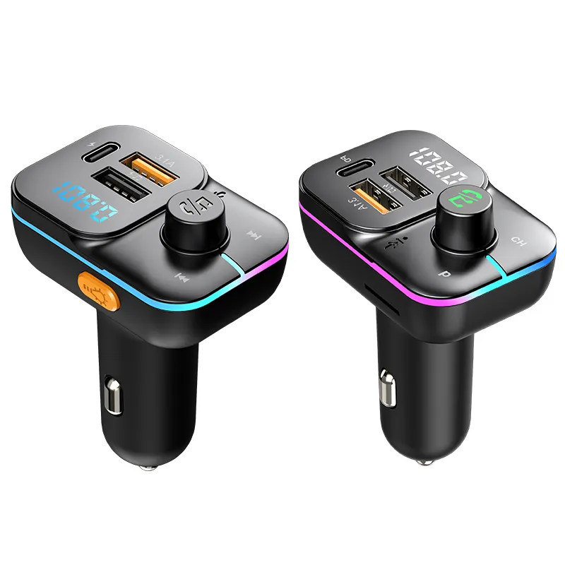 Fast Charging BT 5.0 5V 3.1A PD QC3.0 Type C Phone Charger FM Transmitter USB Car Charger