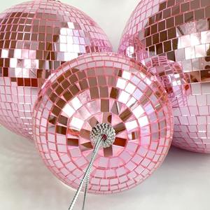 발렌타인 데이 웨딩 장식을위한 4/5/6/7cm 핑크 반사 유리 거울 공 디스코 거울 상자 당 6 개 - Product Image 5