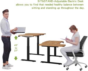 Động cơ kép Chiều cao có thể điều chỉnh L hình điện đứng bàn với thiết kế cong đứng lên bảng 4 phím Bộ nhớ - Product Image 4