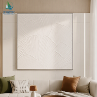 Peinture murale abstraite blanche en relief, motif géométrique 3D minimaliste, lignes superposées, décoration contemporaine, intérieurs modernes