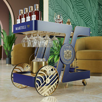 Chariot à champagne mobile en or électro-plaqué sur mesure, chariot à vin et à champagne avec roues