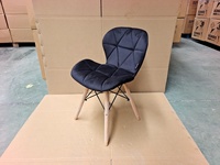 Chaise de salle à manger rembourrée en velours noir et gris avec pieds en bois, vente en gros d'usine