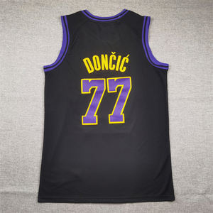 قميص كرة سلة رجالي أرجواني مطرز بتصميم جديد وشعبي لعام 2024 # قميص لوكا دونسيتش رقم 77 لفريق لوس أنجلوس - Product Image 5