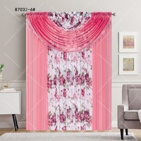 Rideaux transparents à imprimé floral Rideaux à poches semi-transparents en tissu polyester avec garniture et glands perlés