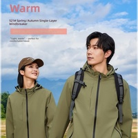 Vestes à capuche personnalisées en toile monocouche avec fermeture éclair, impression de logo en polyester, vêtements de travail d'entreprise, manteaux pour hommes et femmes