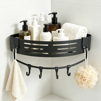 Étagère d'angle murale moderne en acier au carbone pour salle de bain d'hôtel, organisateur étanche sans perçage