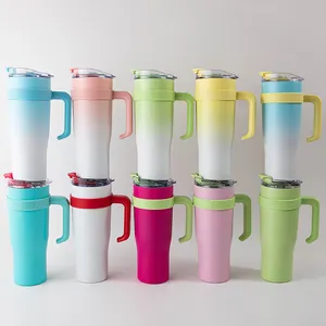 2023 large size potable outdoor tumbler cup double wall stainless steel thermal insulated mug tumbler with handle