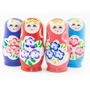 Toksik olmayan boyalı zanaat oyuncaklar 7 adet rus Matryoshka yuvalama bebek rus el yapımı bebek ahşap bebek