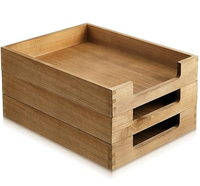 Paquete de 3 bandejas apilables de madera tipo soporte, organizador de archivos de escritorio tamaño A4 para almacenamiento de correo, revistas y papel de oficina