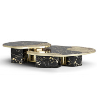 Table basse de luxe italienne moderne pour maison haut de gamme en acier inoxydable et marbre avec épissure légère Meubles de salon de style luxe