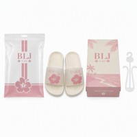 Sandalias Unisex Personalizadas OEM con Suela Antideslizante de EVA, Correa de PVC, Diseño de Flor de Hibisco, Blancas, para Vacaciones de Verano Hawaianas