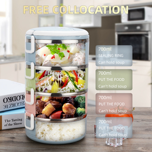 Phong cách mới muti-lớp 304 thực phẩm lưu trữ <span class=keywords><strong>container</strong></span> leakproof thép không gỉ Hộp Ăn Trưa - Product Image 4