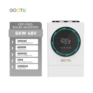GOOTU 48V 6KW离网太阳能逆变器，带120A MPPT太阳能充电控制器，用于家用太阳能系统逆变器转换器