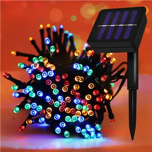 שמש מטאור חיצוני חג המולד קישוטי מחרוזת אור 50/100/200 LED צבעוני שמש אור מחרוזת