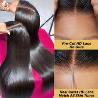 Peluca de Cabello Humano con Cierre de Encaje 5x5 sin Pegamento, Encaje Frontal HD 13x4, Liso Natural, Color Natural, Pre-Cortada, para Mujer