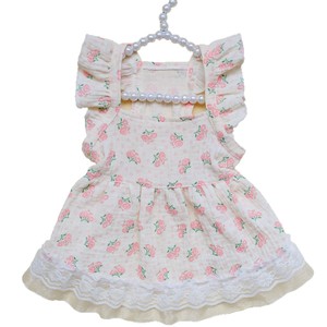Robe pour animaux de compagnie, imprimé rose, manches bouffantes, en coton, toutes saisons, coupe princesse, pour chats et chiens - Product Image 4