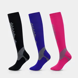 New Arrival Diamond Grid Unisex Long Tube Compression Socks with Honeycomb Calf Compression for Outdoor Sports for Men and Women