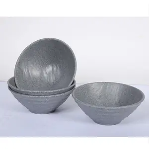 Bol en plástico para sopa y cereales, conjunto de cuenco redondo de melamina para cocina, color gris, 6 uds.