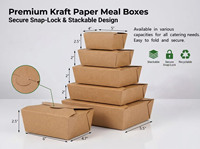 Caja de Papel Kraft Reciclable para Papas Fritas, Pollo Frito, Contenedor Desechable para Comida para Llevar