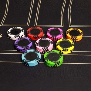 Jetons de poker rayure de couleur composite en argile vierge de 14g en gros 12 autocollants de logo solides personnalisés et dénomination pour <span class=keywords><strong>jeu</strong></span> de <span class=keywords><strong>casino</strong></span> - Product Image 1