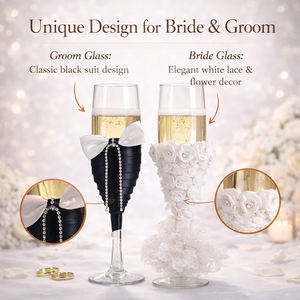 Juego <span class=keywords><strong>de</strong></span> Copas <span class=keywords><strong>de</strong></span> Champán para Boda al por Mayor, Copas <span class=keywords><strong>de</strong></span> Vino Elegantes con Tallo Alto para Brindis <span class=keywords><strong>de</strong></span> Novios, Regalo <span class=keywords><strong>de</strong></span> Decoración para Bodas - Product Image 3