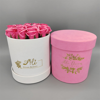 Boîtes d'emballage rondes de luxe personnalisées en carton recyclé avec options de logo personnalisé pour roses et fleurs préservées