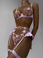2025 gros dentelle Lingerie ensemble Sexy jarretière Lingerie noël Lingerie saint valentin ensemble Transparent broderie soutien-gorge et string ensemble