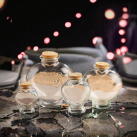 Bouteille en verre en forme de cœur de 500 ml avec bouchon en liège, estampage à chaud, pour vœux, décoration de mariage, cadeau DIY