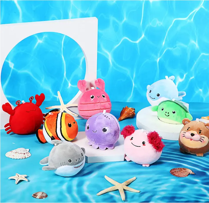 미니 바다 동물 봉제 장난감, 귀여운 바다 생물 박제 동물, 작은 동물 장난감 열쇠 고리 장식 클로 머신