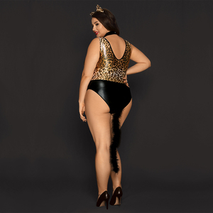 Disfraz de mujer Animal cola orejas leopardo mujeres maduras Sexy Teddies Lencería Sexy Cosplay Lencería disfraces - Product Image 5