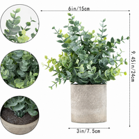 Plantes artificielles en pot : Eucalyptus et Romarin, fleurs artificielles, plantes vertes, plante simulée en pot cylindrique en pulpe, fleurs simulées