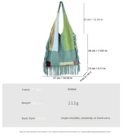 Sac fourre-tout rétro européen-américain en polyester tricoté ajouré, à franges, patchwork de couleurs, avec logo personnalisé, faible MOQ, vente en gros, multi-usage