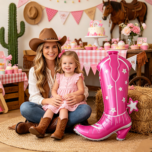 CYmylar Global Western Cowboy Boot Foil <strong>Balloon</strong> Pink <strong>Brown</strong> Mylar <strong>Balloon</strong> for Cowgirl Birthday Bachelorette Party Decor - Product Image 5