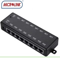 Accessoires pour caméra IP CCTV, adaptateur PoE actif 8 ports Gigabit 10/100/1000 Mbps 48V, module injecteur d'alimentation PoE 1,25A, montage en surface