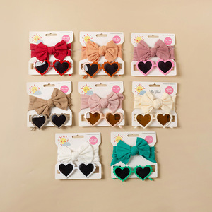 Newborn Photography Props Sunglasses <strong>Baby</strong> Supplies Love Sun Lens with <strong>Baby</strong> Jewelry Bowknot <strong>Headband</strong> Glasses Set - Product Image 2