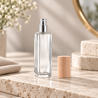 Flacon pulvérisateur de parfum en verre avec bouchon en bois, atomiseur portable rechargeable à brume fine, flacon vide pour échantillons 10ml 20ml 30ml